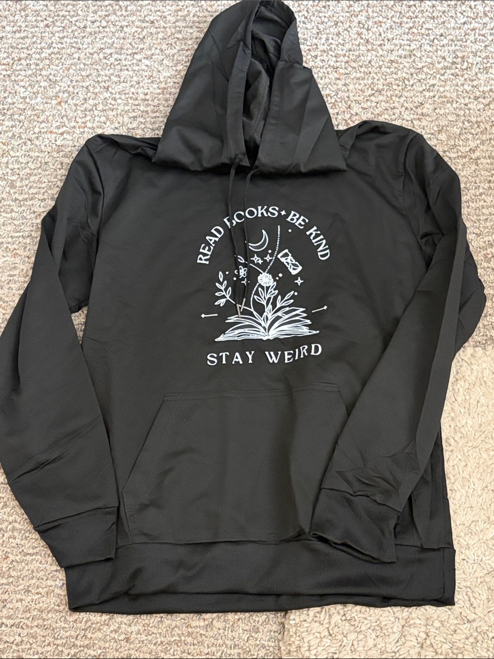 Stay Weird Black Graphic Hoodie - Read Books Be Kind